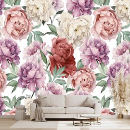 WXHFM - Pink Peony Flowers Mural Bedroom Peony Floral Wallpaper Room Decor Living Room tv Background Large Wall Mural - 160"x108" (Not Peel and Stick)