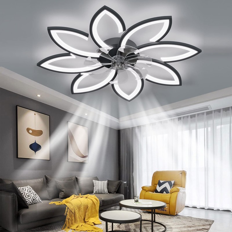 35'' Bladeless Ceiling Fan with Lights and Remote, Flush Mount