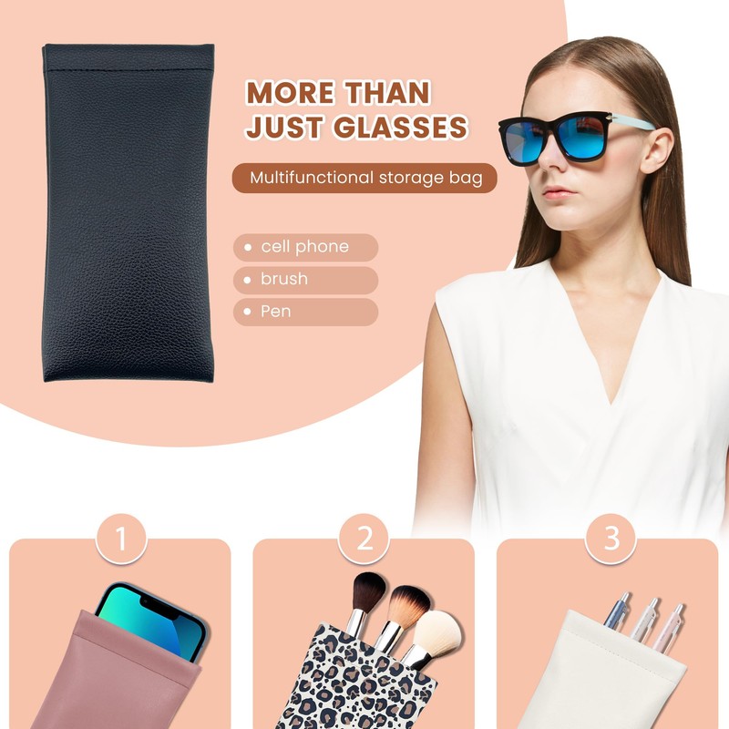 FZSECRIU Pack of 4 Soft Glasses Case (Black, White, Camel,