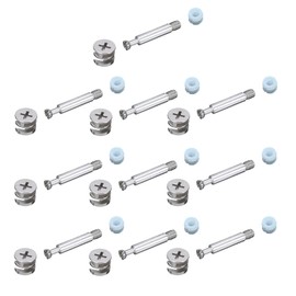 TERF® Cam Fixing Dowel Screw (M6 X 41mm) Cam Lock (15mm X 12mm) and Pre-Inserted Threaded Cam Dowel Nuts (M6 X 10.5mm) Flat Pack Furniture Cam Fixing Joint Connector Universal Kit - 10 Sets