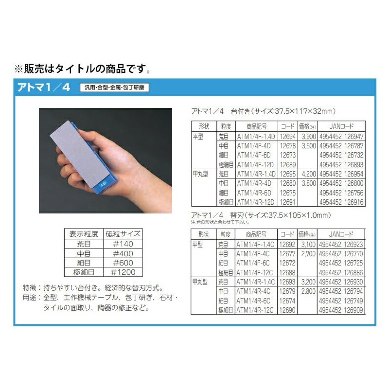 Tsuboman Diamond Electrodeposition Whetstone Atoma 1/4 Base Flat Medium Grain