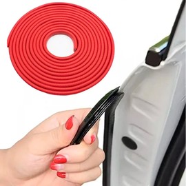 Vmingo Protector Borde Puerta Auto Sello Hule Moldura con Presión Universal Tira 5 Metros (Rojo)