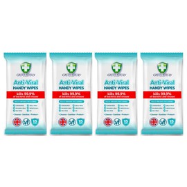 GreenShield Anti-Viral Handy Wipes 15's Kills 99.9% of Bacteria (4 Pack)