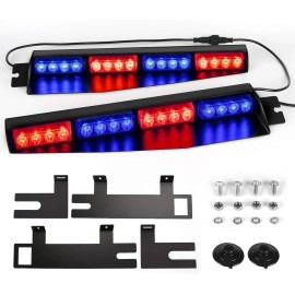 32-LED Visor Lights 26 Flash Patterns Emergency Hazard Warning Strobe Beacon for Windshield Split Mount Deck Light BarsLight Color: Amber/white /amber/white, Rated Power: 32, Beam Angle: Spot