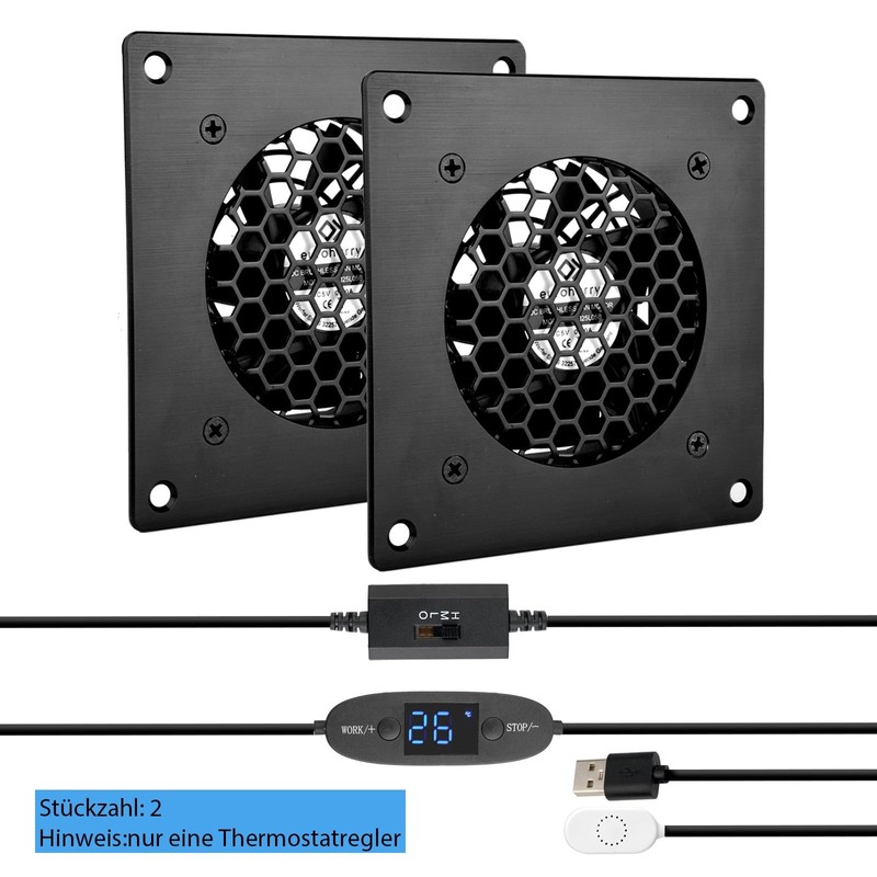 Euroharry 80 mm Digital Display Temperature Controlled Quiet