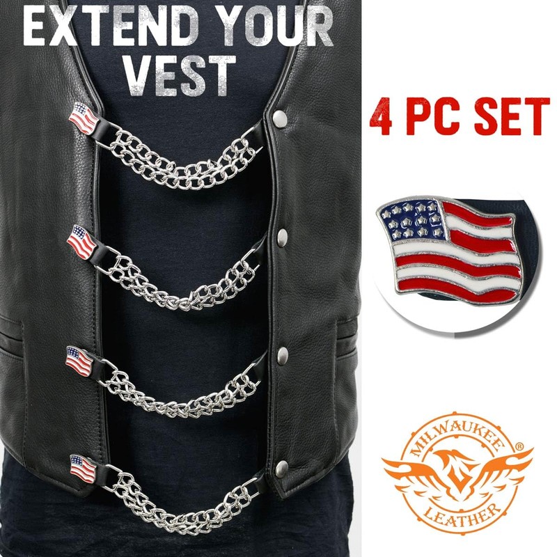 Milwaukee Leather American Flag Medallion Vest Extender - Double Chrome