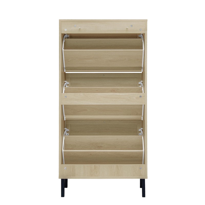 OPODEE Natural Rattan Shoe Storage Cabinet for Entryway, 24 in