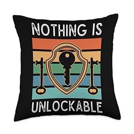 Locksmith Locksmithing Lock Pick Apparel Locksmith Nothing is Unlockable Pick Tools Throw Pillow, 18x18, Multicolor