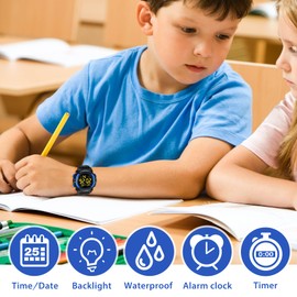 Kids Watch,Boys Watch for 3-15 Year Old Boys,Digital Sport Outdoor Multifunctional Chronograph LED 50 M Waterproof Alarm Calendar Analog Watch for Children with Silicone Band,Kids Gift