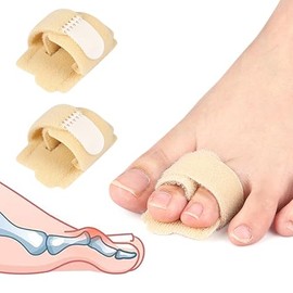 2 Pieces Toe Separators for Hammer Toe, Toe Wraps for Broken Toes, Toe Corrector for Men and Women, Toe Splints for Correcting Hammer Toe, Crooked (Beige)