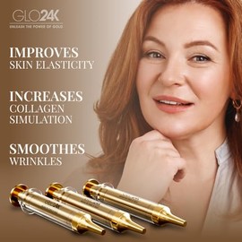 GLO24K Crema de estiramiento facial instantánea con oro de 24k, antiarrugas de acción rápida no quirúrgica