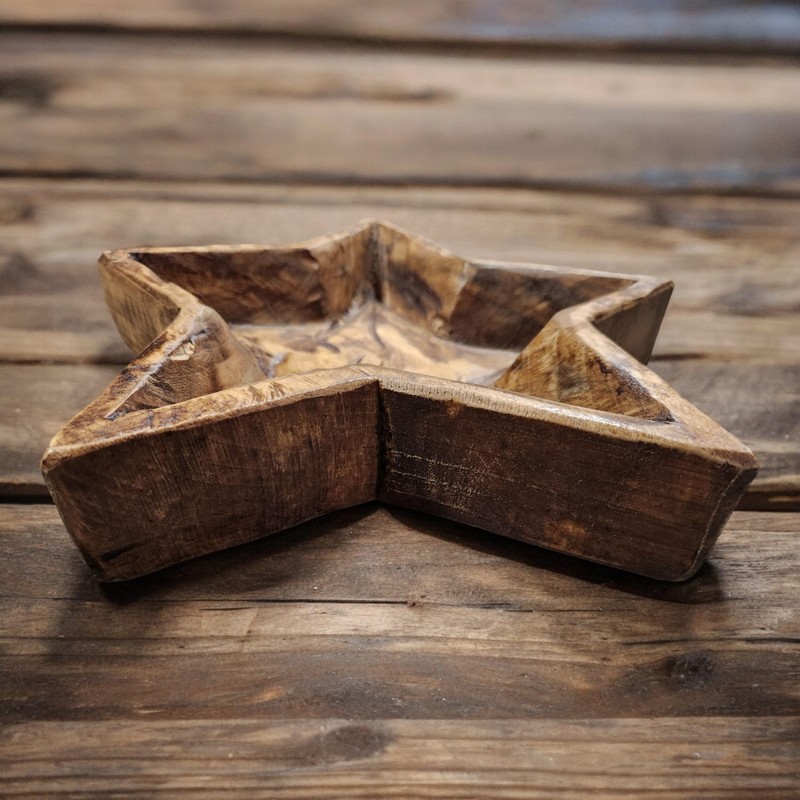 Medium Star Wood Bowl Handcrafted Star Dough Bowl
