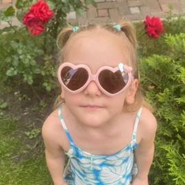 DQbhzh Heart Sunglasses Kids Polarized Girls Cute Cartoon Shaped Trendy Silicon UV Protection Unisex Age 3+ Pink Tea