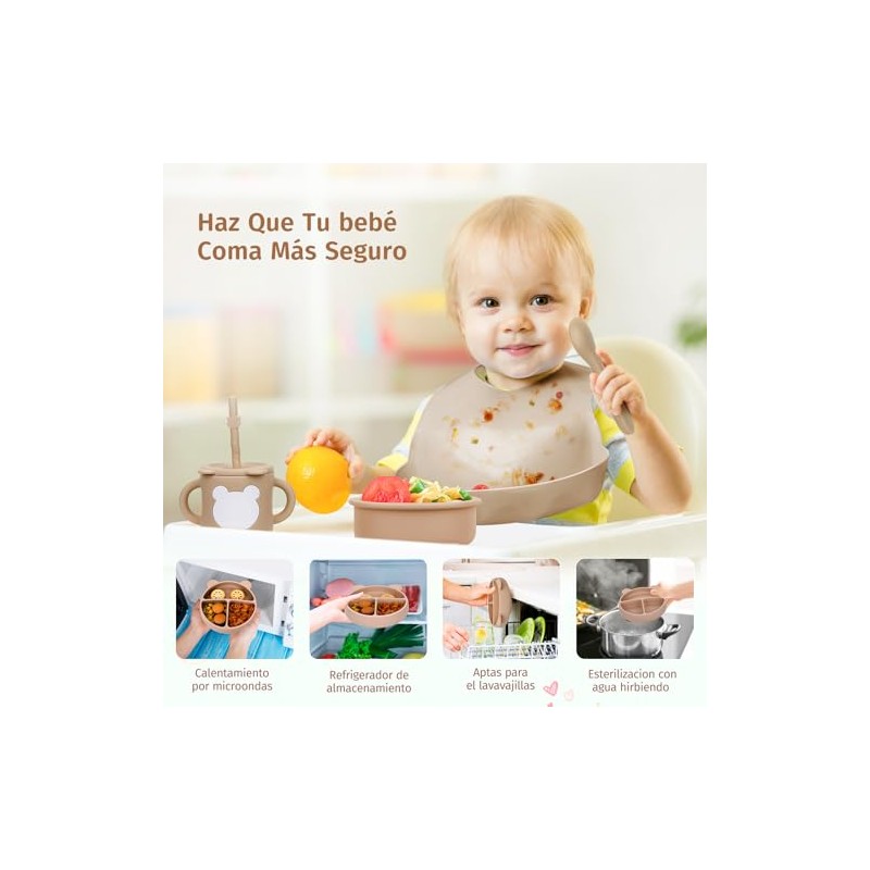 PERRYHOME 12pzs Platos para Bebés Silicon, Set de Vajillas Silicona
