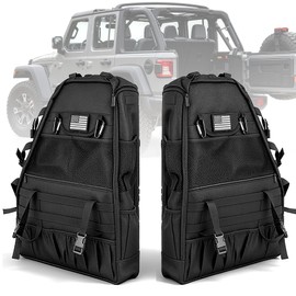 NKCELL POWER Wrangler Roll Bar Storage Bag Compatible with 1997-2023+ Jeep Wrangler JK TJ LJ & Unlimited JL 4-Door, Multi-Pocket Door Storage Tools Organizers Camping Accessories(2-PCS)