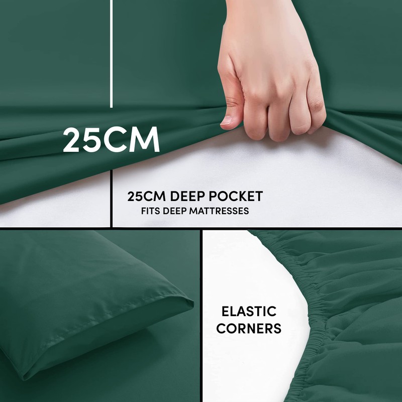 Moonlight Bedding Super King Fitted Sheet Emerald - Premium 25cm