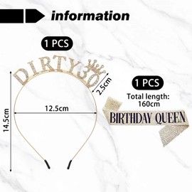 1 Piece Crown Rhinestone Headband, 1 Piece Letter Shoulder Strap, Glitter Decorative Ribbon, Birthday Party Decoration, 30th Birthday Gift