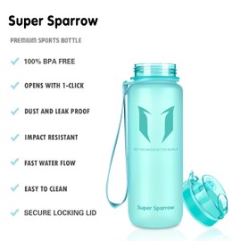 Super Sparrow Drinking Bottle - Tritan Water Bottle - 350 ml & 500 ml & 750 ml & 1000 ml - BPA-Free - Ideal Sports Bottle - Quick Water Flow, Sport, Water, Bike