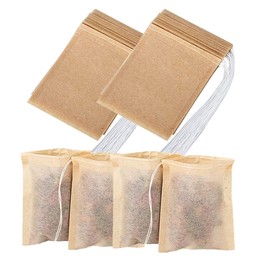 Tea Filter Bags with Free Tea Spoon, Safe & Natural Material, Disposable Tea Infuser for Loose Leaf Tea, Coffee, Spice, Herbs (100 PCS)