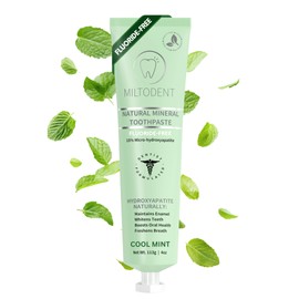 MILTODENT Premium Hydroxyapatite Toothpaste – 15% Micro-Hydroxyapatite | Fluoride-Free, Best Taste, Foam-Free, Natural Mineralizing | Safe Alternative to Nano-Hydroxyapatite | SLS-Free & Natural 4oz