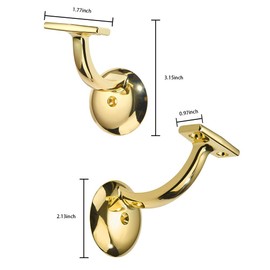 khtumeware 6 Pack Polished Brass Hand Rail Bracket Heavy Duty Hardware for Stairways, Home or Office Vintage Stair Support Handrail Brackets