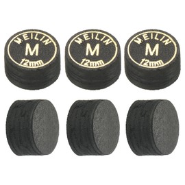 PATIKIL 12mm Pool Cue Tips, 6 Pack Medium Multiple Layer Pool Billiard Cue Tips Laminated Glue-on Snooker Stick Tip Billiard Accessories, Black