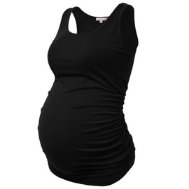 Bhome Maternity Tank Top Sleeveless Tshirt Pregnancy Tee Black M
