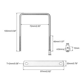 sourcing map Square U-Bolts, 3 Sets 72mm(2.83") Inner Width 100mm Length M6 304 Stainless Steel U Clamp Bolt with Nuts and Plates, for Boat Trailer