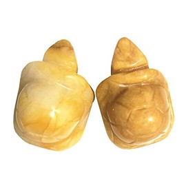 Gemgogo Topaz Crystal Turtle Statue, 1.5 Inches Natural Stone Sculpture Healing Reiki Pocket Gemstone Figurines, 2 Pcs