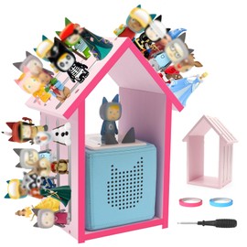 RZYLKA for Tonies Box Tonies Shelf Storage, for Tonie Storage Shelf Magnetic, Compatible with Player Character for Children Room, Wooden House (Pink)