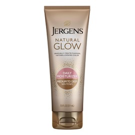 Jergens Loción bronceadora sin sol natural, tono de piel medio a bronceado, hidratante diario, con antioxidantes y vitamina E