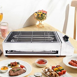 Electric Grill Portabl Indoor Smokeless Barbecue Griddle Oven Grills Stainless Steel Countertop Commercial Grill for Grilled Cheese, Bacon, Sausage