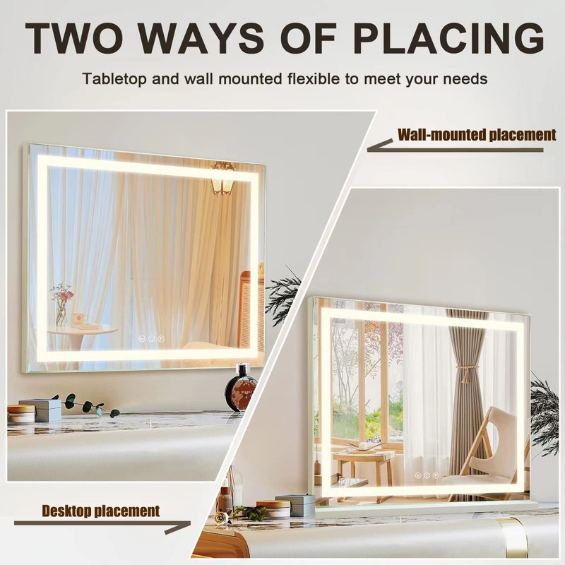 Sucedey Vanity Mirror with Lights, 23" x 18" Makeup Mirror,