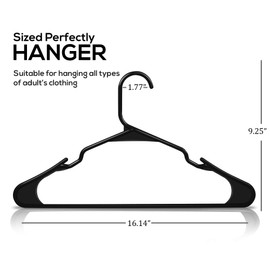 Utopia Home Clothes Hangers 20 Pack - Plastic Hangers Space Saving - Durable Coat Hanger with Shoulder Grooves (Black)