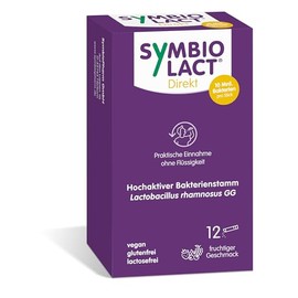 SymbioLact Direkt - Milchsäurebakterien zur Direkteinnahme - 10 Mrd. Bakterien pro Stick - laktosefrei, glutenfrei, vegan - mit Fruchtgeschmack - 12 Sticks