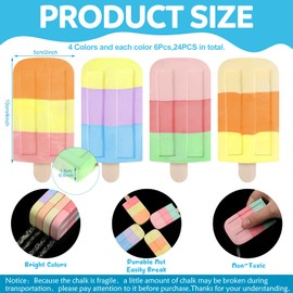 Humyoun 24 Pcs Ice Cream Sidewalk Chalk Bulk Washable Multicolor Sidewalk Chalk Paint Party Favors for Kids Adults Fun Summer Playground Outdoor Activities Painting on Chalkboard Blackboard