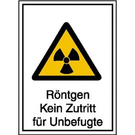 Betriebsausstattung24® Warning Combination Sign "X-Ray - No Access for Unauthorised Persons" | Safety Sign | Operating Safety | Aluinium, 21.0 x 29.7 cm