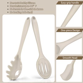 Khaki Kitchen Cooking Utensil Kit, P&P CHEF 28-Piece Silicone Utensil Set, Baking Utensils Spatulas Accessories Set for Nonstick Cookware, Heat-proof & Non Toxic, Dishwasher Safe