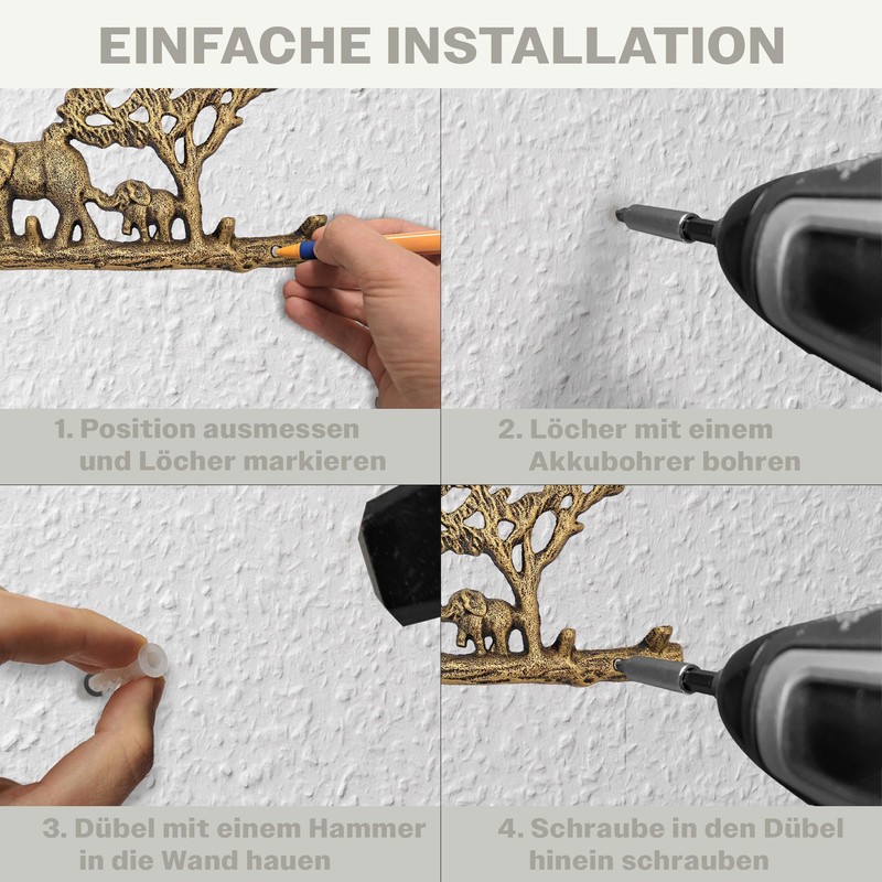 your castle Decorative Wall Hook with Animal Motif: Elephants, Cast