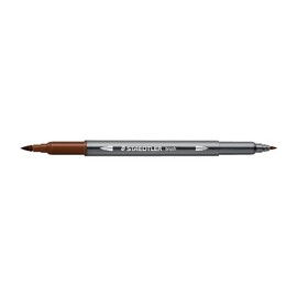 Staedtler 3001 – 3001-76 – Watercolour Felt Tip Double Brush Tip 1-6 mm and Fine 0.5-0.8 mm Brown
