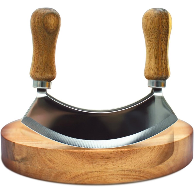 TIYOORTA MEZZALUNA KNIFE AND CUTTING BOARD – Double Blade herb