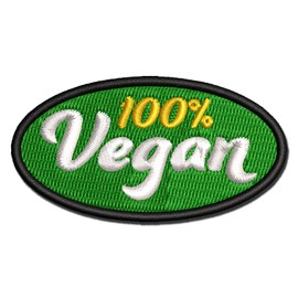 100 Percent Vegan Vegetarian Lifestyle Multi-Color Embroidered Iron-On Patch Applique - Mini 2.0 Inch