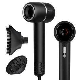 Hair Dryer with Smoothing Comb, 160000RPM High Speed Blow Dryer, Negative Ionic Hair Care, Fast Drying and Less Heat Damage, Thermo-Control Low Noise & Portable with Diffuser, Black