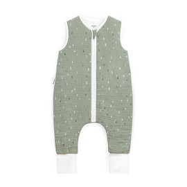 Ehrenkind® Muslin Sleeping Bag with Feet, 2.5 Tog, 100% Organic Cotton, Oeko Tex Certified, jade with drops