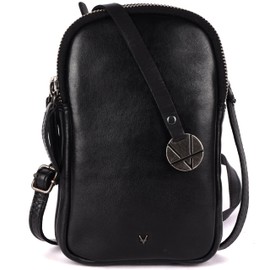Genuine Italian Leather Small Leather Crossbody Bags For Women Cell Phone Purse, Trendy Casual Detachable Strap, Black, Small