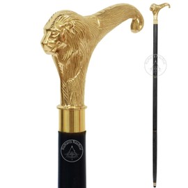 Walking Cane with Solid Brass Lion Handle Vintage Brass Lion Head Walking Cane Wooden Handmade Designer Cane for Men and Women.