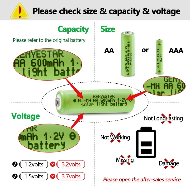 8-Pack AA Ni-MH Solar Light Rechargeable Batteries - 600mAh 1.2V