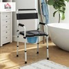 HOMCOM Commode Chair for Elderly w/Arms and Back, Removable Bucket,