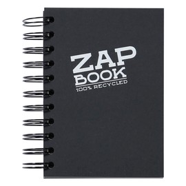 Clairefontaine 8361C Zap Book Sketchbook with Double Spiral, DIN A6 14.8 x 21 cm, 80 Sheets, 80 g, 100% Recycled Paper, Ideal for Notes or Drawings, Black, Pack of 1