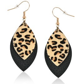 Leopard Print Leo Earrings Women, Leo Print Earrings, Leopard Earrings Women, Earrings Boho, Leather Hanging Earrings, Vintage Jewellery for Women for Carnival, Masquerades, Cosplay, PU, 0